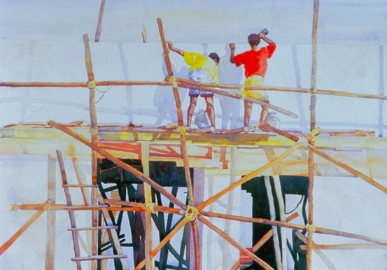 The Builders, Watercolor by Sara Joseph