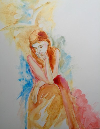 Repentance before Joy, watercolor on Yupo, Sara Joseph