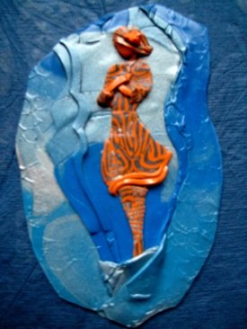 Surrender, Polymer Clay Relief Sculpture, Sara Joseph